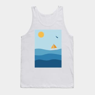 Summer Sailboat on Ocean Waves Tank Top